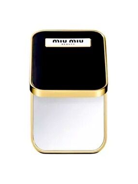 Miu Miu Beauty Compact Pocket Mirror Logo Black Golden Square New Authentic